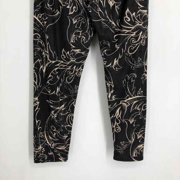 Relevate Designs Black & tan Baroque Abstract Pattern Leggings Stretchy size 1x - Picture 7 of 13